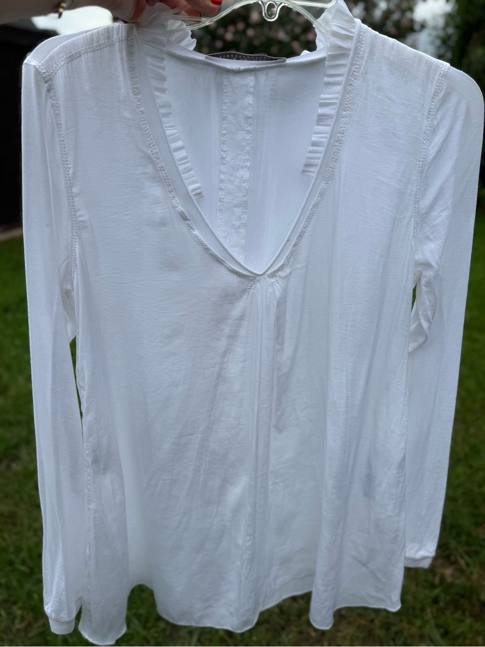 Beate Heymann Streetcouture White Romantic Ruffle Neck Tunic Blouse US 10
